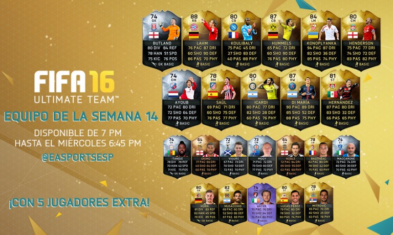 FIFA 16 Ultimate Team Semana 14: Di María, Chicharito Hernández, Saúl... ¿te atreves a retarlos en FUT?