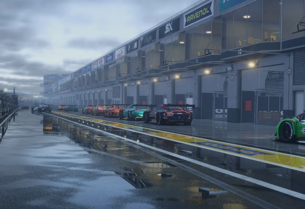 Project Motor Racing boxes con lluvia review