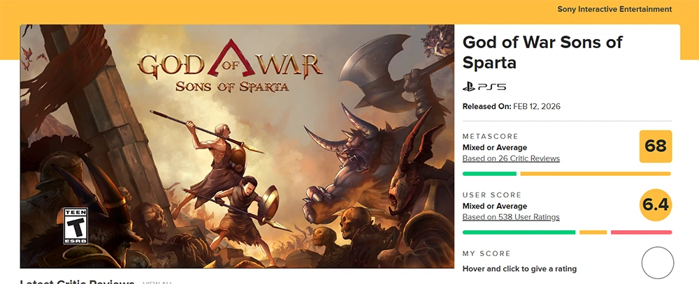sons of sparta metacritic dentro