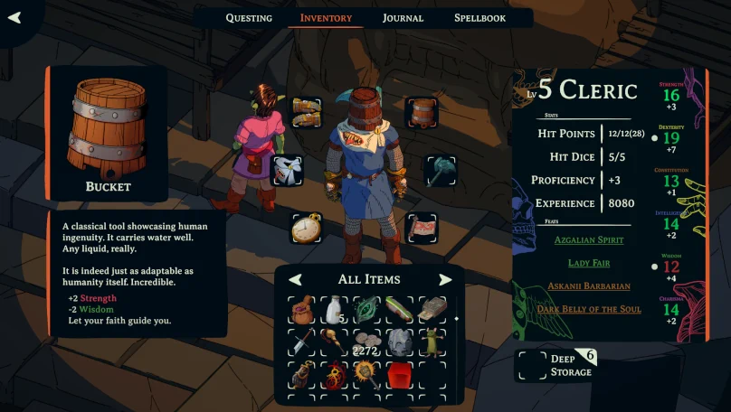 Ventana de Inventario de Esoteric Ebb