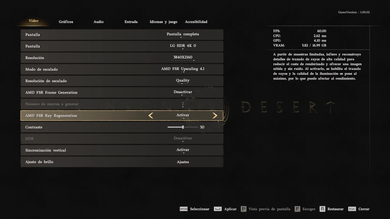 Más Opciones de la Guía de configuración para Crimson Desert