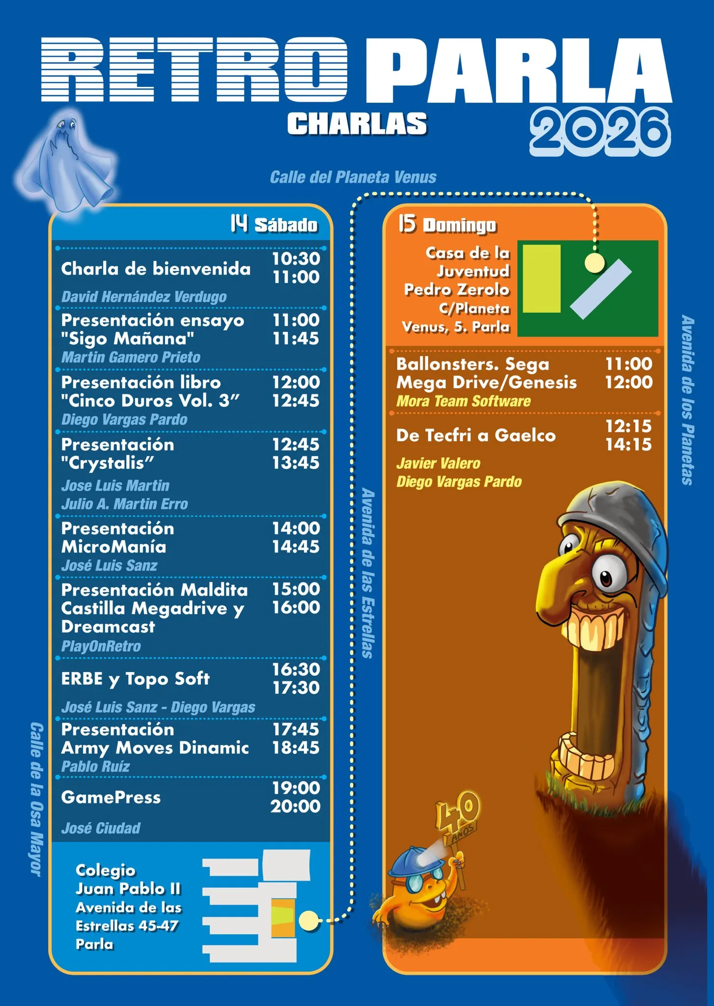 cartel de las charlas de Retro Parla 2026