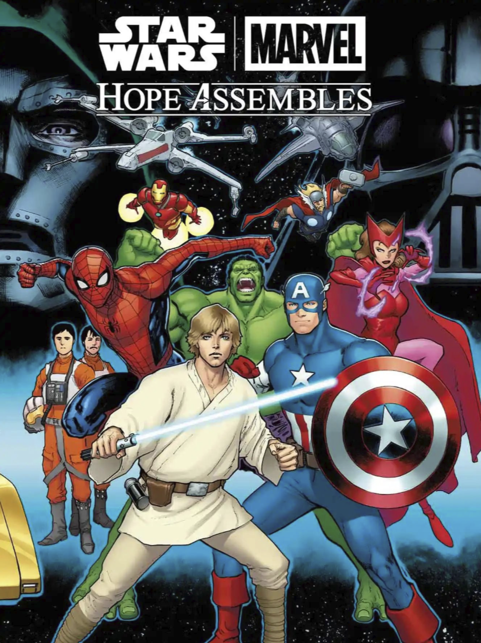 Los universos de Star Wars y Marvel se cruzan oficialmente en la miniserie Star Wars/Marvel: Hope Assembles, escrita por Kevin Smith y dibujada por David Marquez.