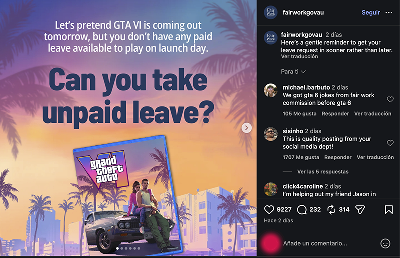 Australia ofrece vacaciones para jugar GTA 6